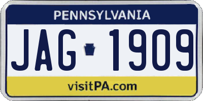 PA license plate JAG1909