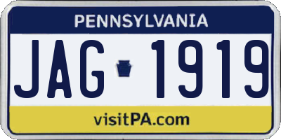 PA license plate JAG1919