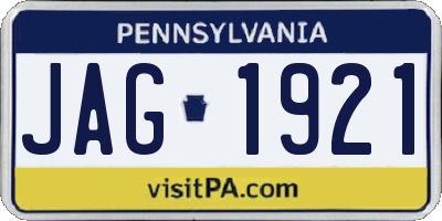 PA license plate JAG1921