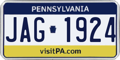 PA license plate JAG1924