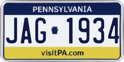 PA license plate JAG1934