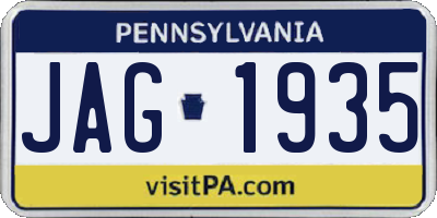 PA license plate JAG1935