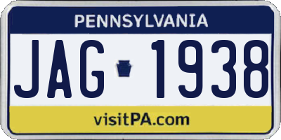PA license plate JAG1938