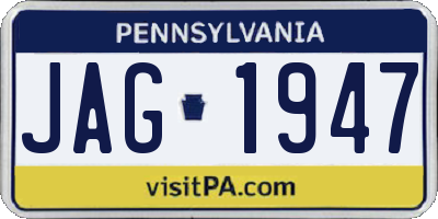 PA license plate JAG1947