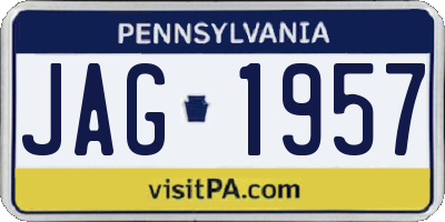 PA license plate JAG1957