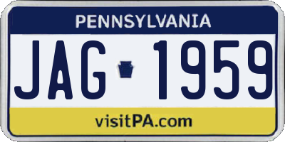 PA license plate JAG1959