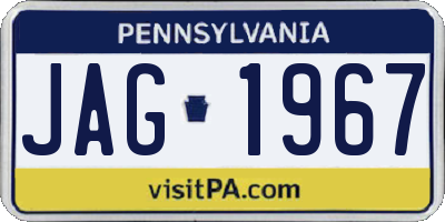 PA license plate JAG1967