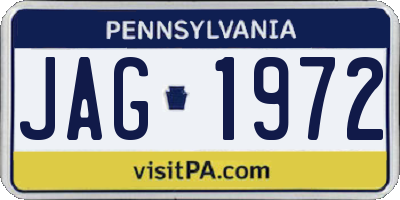 PA license plate JAG1972