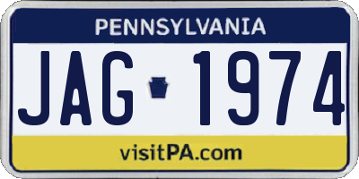 PA license plate JAG1974