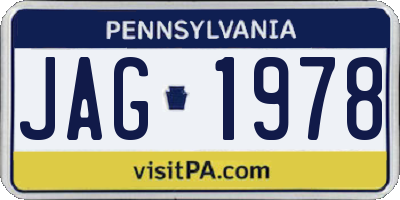PA license plate JAG1978