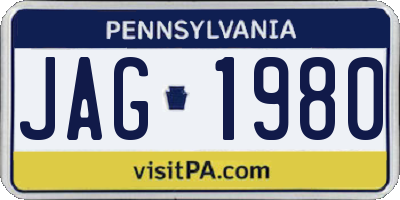 PA license plate JAG1980
