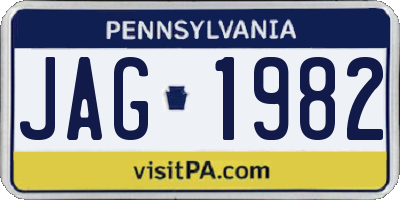 PA license plate JAG1982