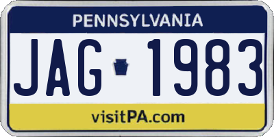PA license plate JAG1983