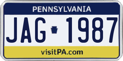 PA license plate JAG1987