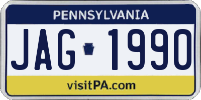 PA license plate JAG1990