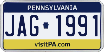 PA license plate JAG1991