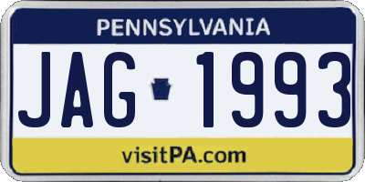 PA license plate JAG1993