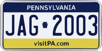 PA license plate JAG2003