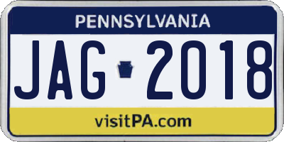 PA license plate JAG2018