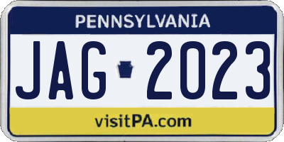 PA license plate JAG2023