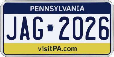 PA license plate JAG2026