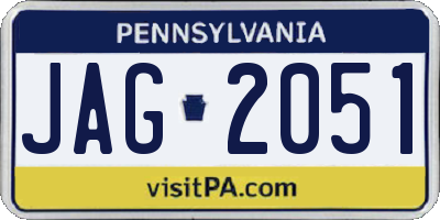 PA license plate JAG2051