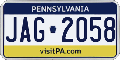 PA license plate JAG2058