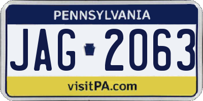 PA license plate JAG2063