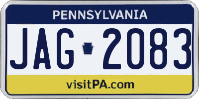 PA license plate JAG2083