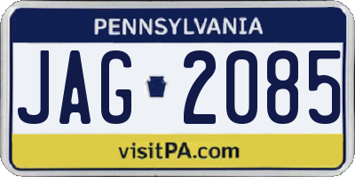 PA license plate JAG2085