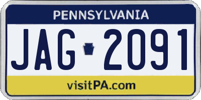 PA license plate JAG2091