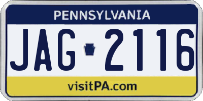 PA license plate JAG2116