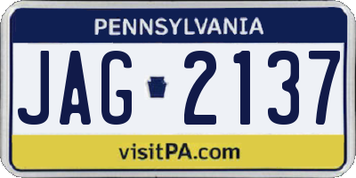 PA license plate JAG2137