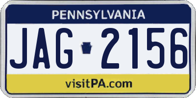 PA license plate JAG2156