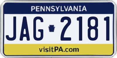 PA license plate JAG2181