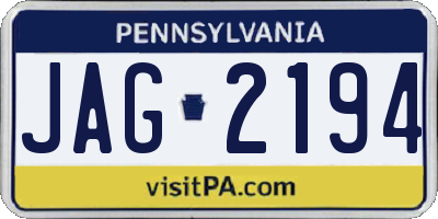PA license plate JAG2194