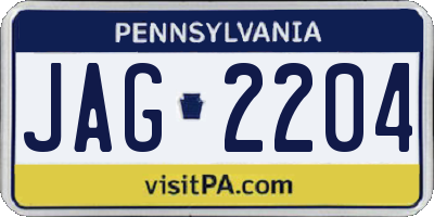 PA license plate JAG2204