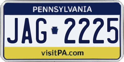 PA license plate JAG2225