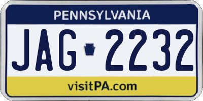 PA license plate JAG2232