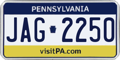 PA license plate JAG2250