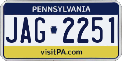 PA license plate JAG2251