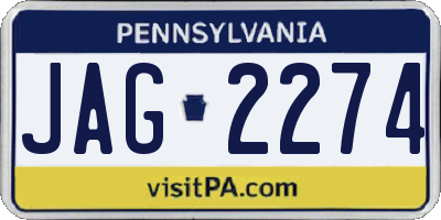PA license plate JAG2274
