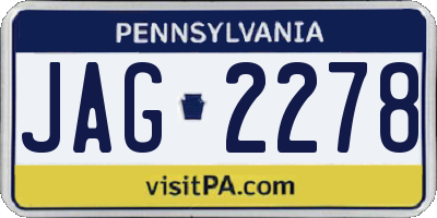 PA license plate JAG2278