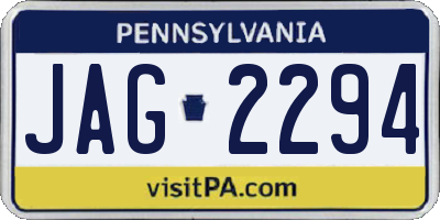 PA license plate JAG2294