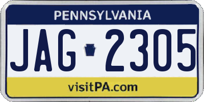 PA license plate JAG2305