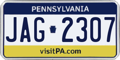 PA license plate JAG2307