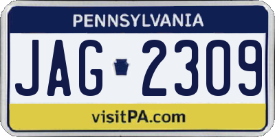 PA license plate JAG2309