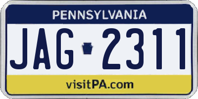 PA license plate JAG2311