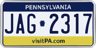 PA license plate JAG2317