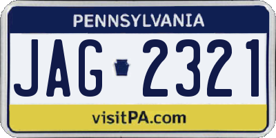 PA license plate JAG2321